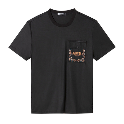 AMK夏季绣花短袖T恤男舒适