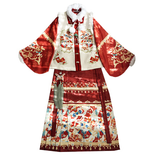 夜子溪 小龙人 拜年汉服女明制方领比甲刺绣加绒加厚秋冬日常款