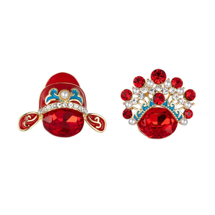 中国风戏曲刀马旦耳钉银针时尚简约百搭喜庆耳环 新款潮脸谱耳饰