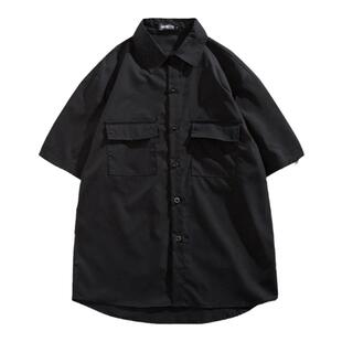 日系男士短袖衬衫潮流帅气休闲工装衬衣韩版宽松百搭半袖薄款外套