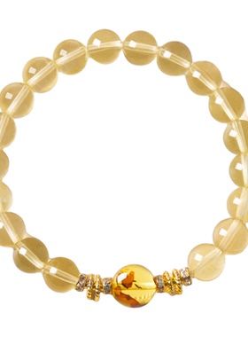 黄水晶手串转运珠招财金珀手链
