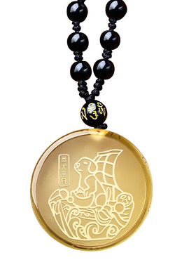 2026马年属兔吉祥黄水晶吊坠