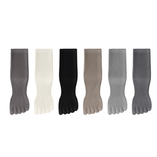 袜子男中筒五指袜春秋款苎麻防臭吸汗透气分趾长袜男士冬季长筒袜