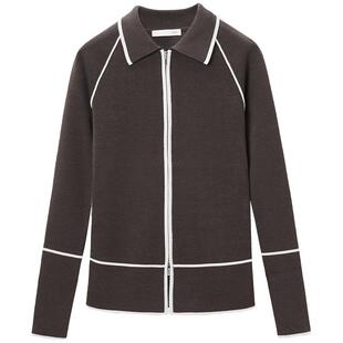 【可机洗黄金羊毛】OVV秋冬新款女装撞色运动风针织外套