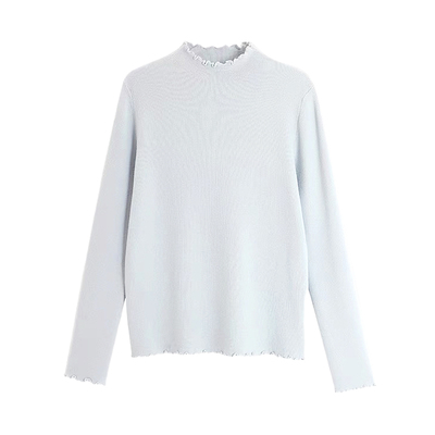 VIVICATHY2025秋冬花边半高领加绒针织打底衫女甜美内搭叠穿上衣