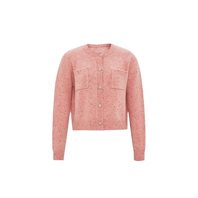 HeyDress羊毛V领开衫花纱