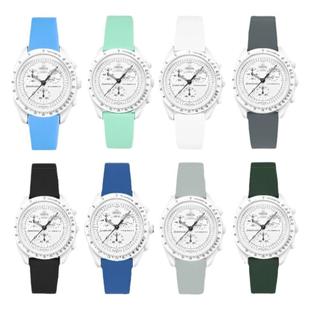 适配欧米茄swatch联名款表带史努比snoopy斯沃琪omega星球硅胶带