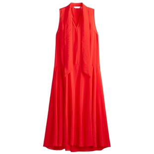 HM女装连衣裙冬季气质领口系带欧根纱连衣裙1307342