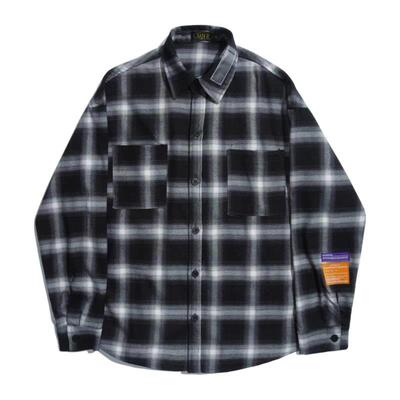 邓为明星同款衬衫男女秋冬黑白格子衬衣外套oversize宽松休闲全棉