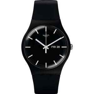 Swatch斯沃琪瑞士手表黑色夜光初高中学生日历石英腕表考试礼物