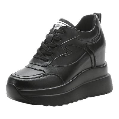 超轻真皮软底防滑增高10cm休闲鞋