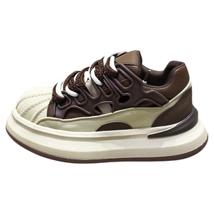 行路者厚底潮男鞋2025春秋新款时尚运动休闲鞋厚底复古耐磨面包鞋