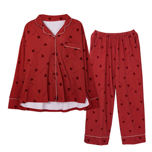 芬腾可安睡衣女春秋款纯棉长袖可外穿家居服全棉秋冬宽松大码套装