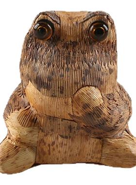 竹子小熊摆件手工竹编可爱动物