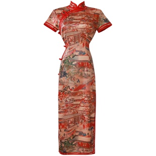 老上海旗袍复古中国风走秀中长款国潮日常可穿改良版连衣裙女夏季