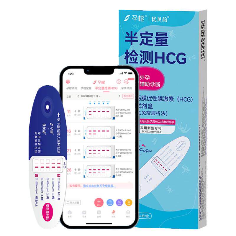 孕橙半定量hcg翻倍测试纸早早孕验孕高精度检测仪宫外孕周测数值