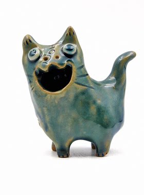 瓦猫大人陶瓷摆件新中式纯手工
