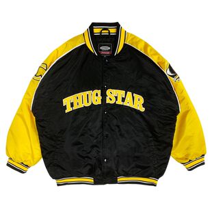 ACUSA HipHop棉服色丁插肩棒球夹克外套城市刺绣防风宽松肥大款