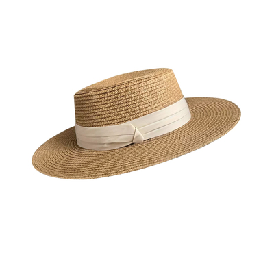 老钱风法式草帽大头围平顶遮阳帽