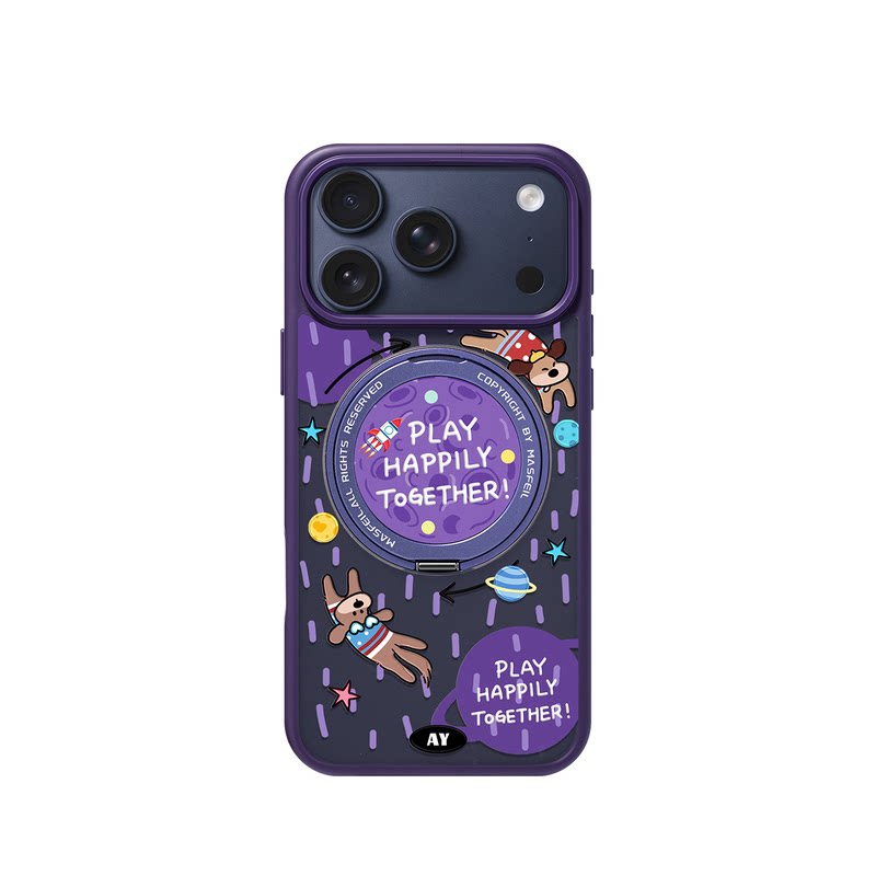 ANGYING × 星球上的狗适用苹果17promax手机壳iPhone16pro新款带支架ip13全包Fo5磁吸支点ip15套14高级感