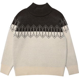 Cunyi纯一良品童装男童半高领毛衣冬装套头针织衫撞色毛线衣保暖