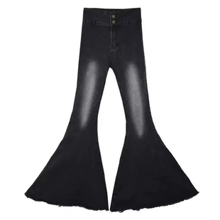鱼尾大喇叭牛仔裤女小个子弹力辣妹提臀设计感小众流苏拖地长裤潮
