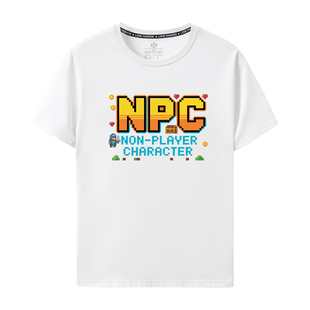 8bit像素风NPC非玩家角色短袖T恤复古游戏风纯棉半袖印花纯棉男女