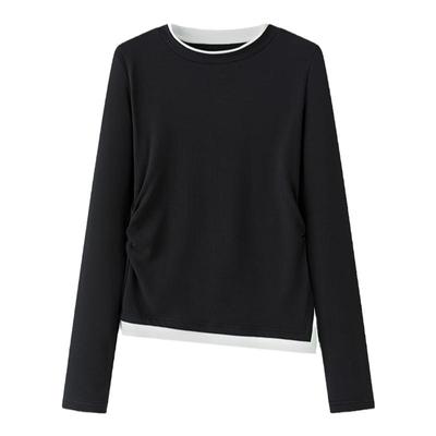 褶皱设计感长袖T恤女2024春新款