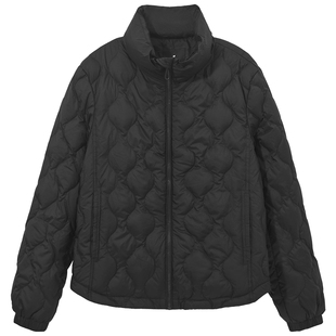 热风2024年冬季新款女士韩版黑色立领羽绒服简约百搭时尚保暖上衣