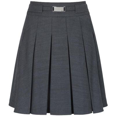 CALVINLUO 腰带装饰休闲百搭百褶裙半身裙 新品 灰色/卡其