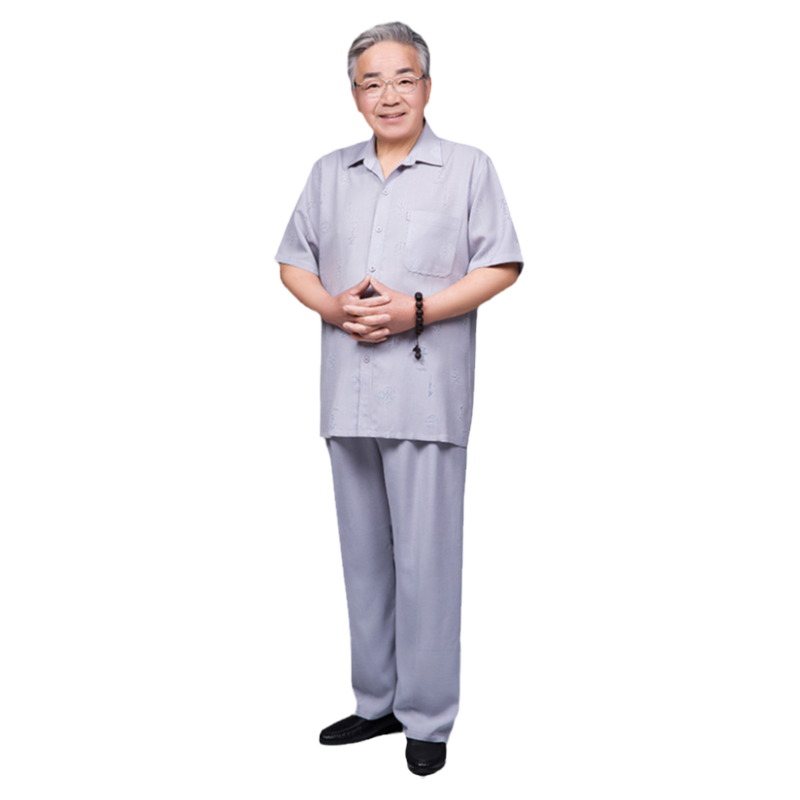 中老年人短袖衬衫翻领吸汗透气