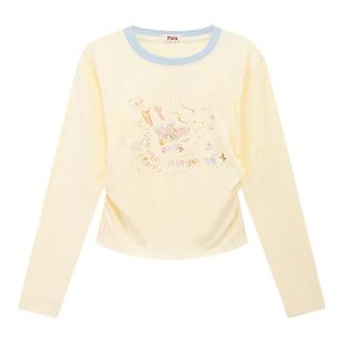 奶油的宇宙 涂鸦卡通拼色打底衫长袖T恤女减龄小个子内搭上衣新款