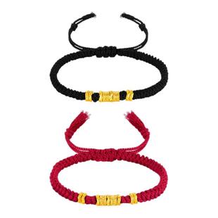 周大生黄金六字真言手链男女足金硬金盘缠碎碎金情侣手绳新年礼物