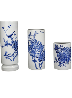 中式古典花鸟陶瓷灯柱定制