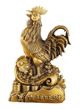 铜鸡摆件纯黄铜公鸡元宝鸡十二生肖吉祥物金鸡报喜客厅装饰工艺品