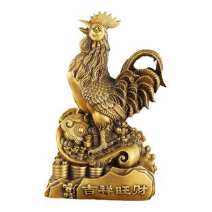 铜鸡摆件纯黄铜公鸡元宝鸡十二生肖吉祥物金鸡报喜客厅装饰工艺品
