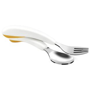 卓理宝宝学吃饭便捷勺子短柄不锈钢叉勺收纳婴儿童餐具套辅食勺