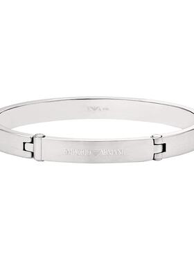 阿玛尼男士素色钢质卡扣开合手镯