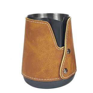 无手柄拉花缸不锈钢咖啡拉花杯无柄打奶泡缸手握奶缸400ml可调节