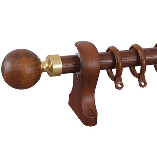 鑫盛园木纹窗帘杆铝合金罗马杆加厚静音单双杆实木头花