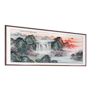 紫气东来挂画新中式客厅沙发背景墙装饰画东墙山水画靠山图壁画