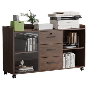 办公桌边柜侧柜带锁收纳柜文件柜矮柜打印机底柜包安装办公室边柜