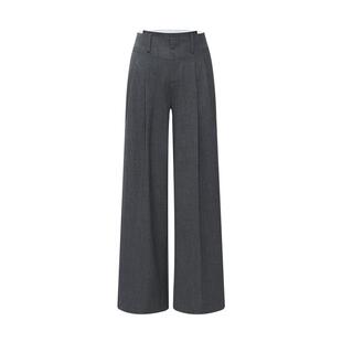 LILY2026春新款女装格雷系松弛感弹力休闲通勤垂感直筒阔腿裤西裤