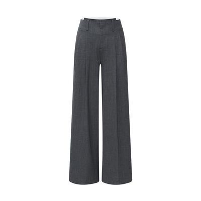 LILY通勤直筒弹力格雷系阔腿西裤