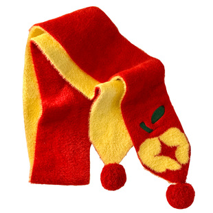 圣诞新年红色苹果毛绒双面围巾女生冬季加厚保暖防寒可爱护颈围脖