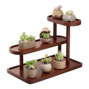 办公室实木植物摆放架桌面多肉花架小型置物架多层收纳架展示架子