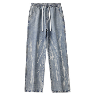 班尼路SK高端牛仔裤男2026夏季新款宽松潮牌阔腿休闲直筒裤子男YS