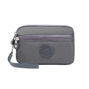 简约布艺多层拉链小包包女士多功能零钱包休闲百搭帆布时尚手拿包