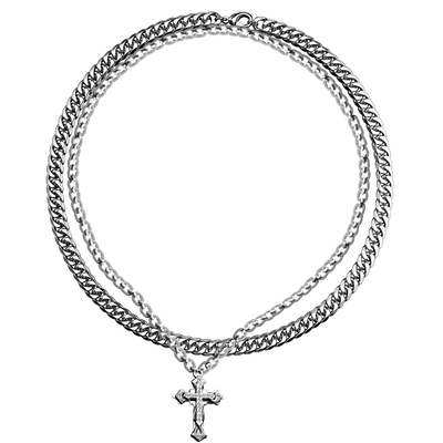 欧美古巴十字架吊坠项链ins