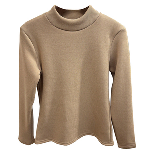 加绒加厚半高领打底衫女2025秋冬季新款内搭螺纹黑色时尚保暖上衣